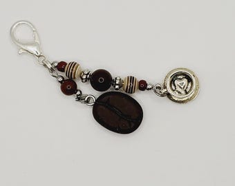 Espresso Bean & Coffee Mug Charm: Coffee Lover Zipper Pull