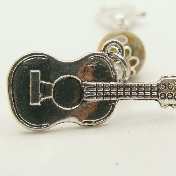 Guitar Music Charm, Guitar Charm for Journal, Guitar Purse Charm, Guitar Zipper Pull, Guitar Accessory, Gift for Guitar Player