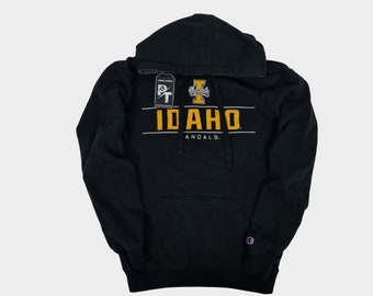 Vintage Champions Idaho Vandals Hoodie Size XS Black, Crewneck Sweatshirt, Embroidered Graphic Sweatshirt, College Sweatshirt, Mens Sweater