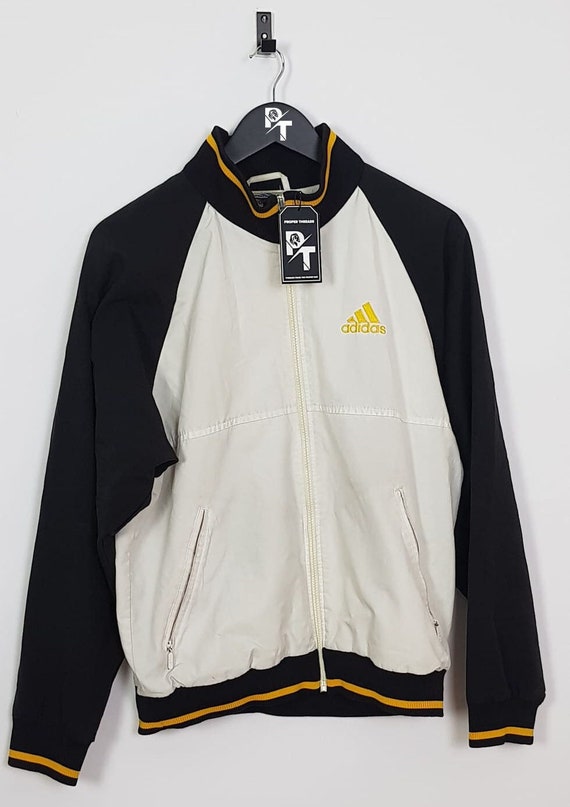 Adidas Track Jacket Size M White/yellow Adidas Jacket Bomber