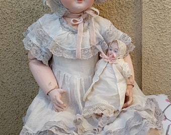 MYSTERY Antique French/ German  doll 25&quot;