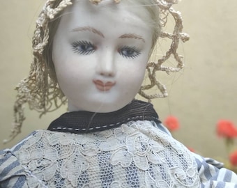 Fransk modedocka Antik vintage Automata reproduktion speldosa