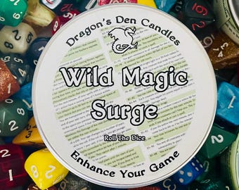 Wild Magic Surge | Gaming Candle | Soy Candle | Fantasy | RPG | Gamer | DnD | Geek Gift | Random | Roll the Dice | Chaos | Mystery