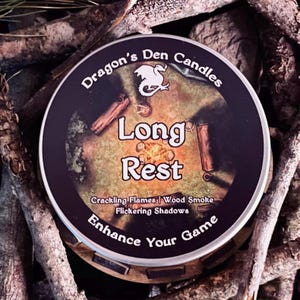 Long Rest | Soy Candle | Wax Melts | Fantasy | RPG | Gamer | DnD | Geek Gift | Campfire | Wood | Smoky