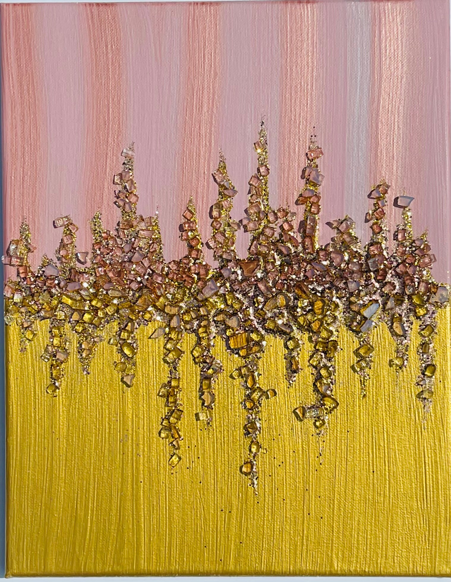 Pink Gold Rose Gold Silver Hand Painted Custom Bling Canvas Etsy