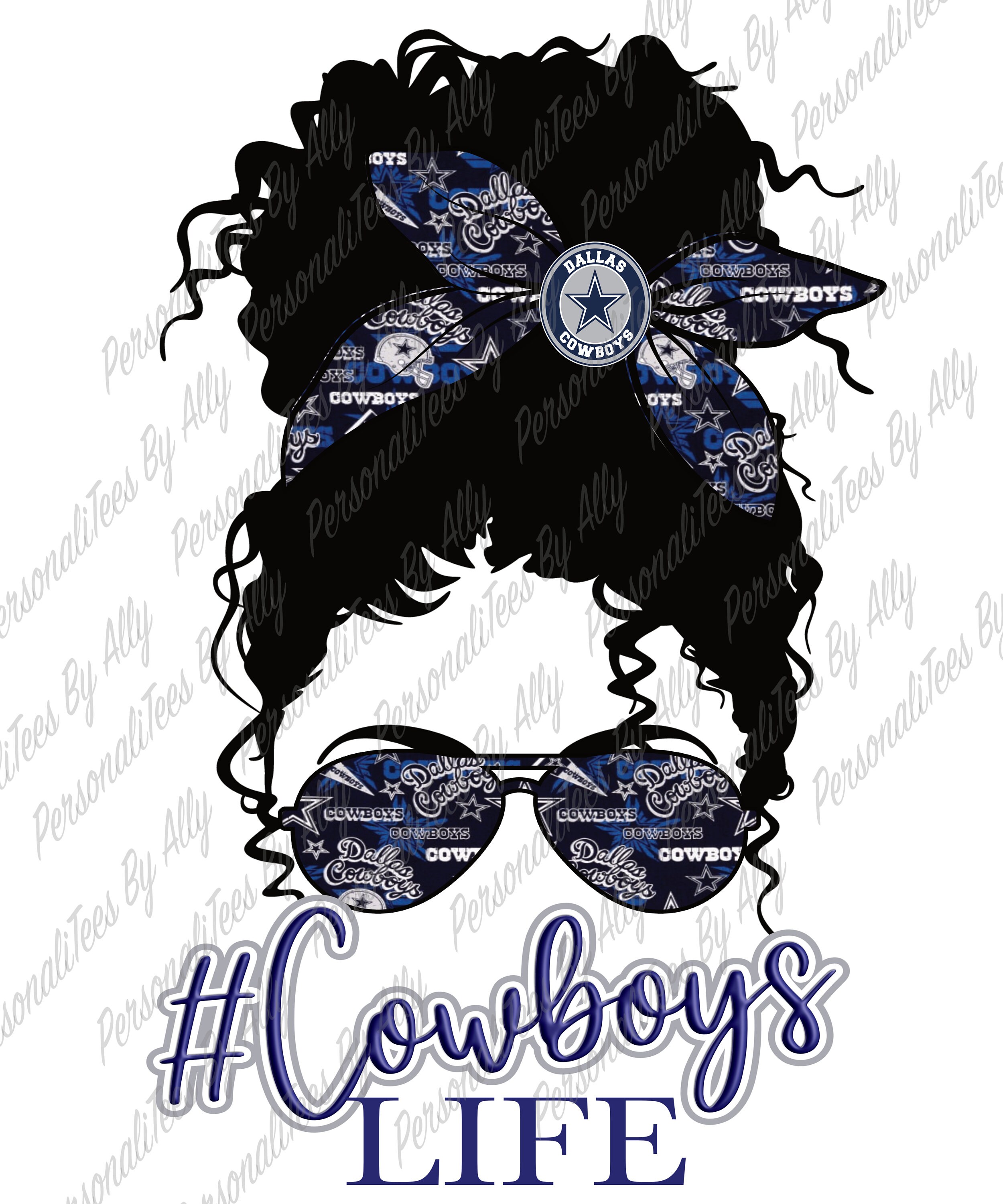 Dallas Cowboys Girl Messy Bun PNG Etsy