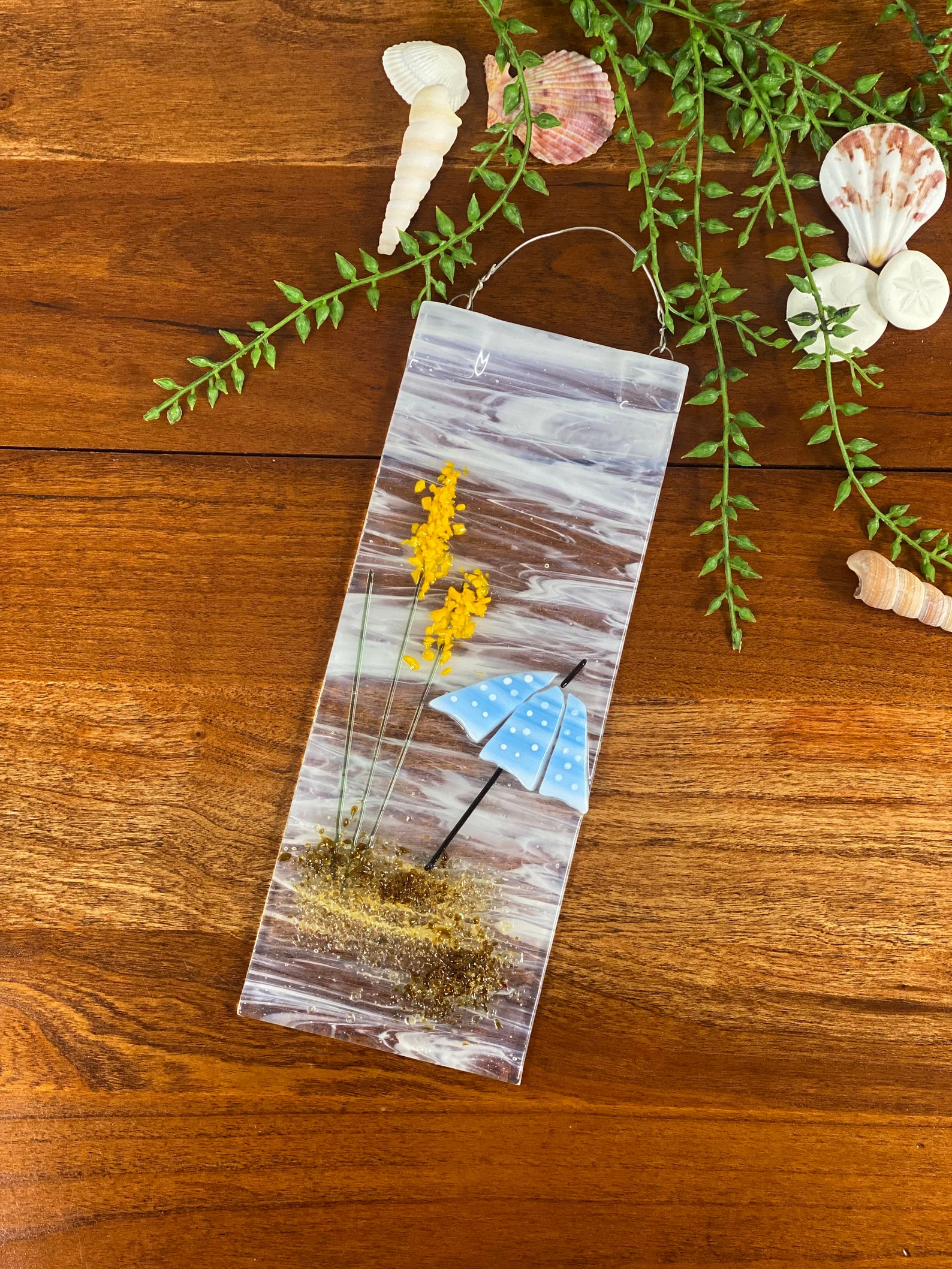 Handmade Fused Glass Suncatcher Umbrella and Yellow Flowers Etsy