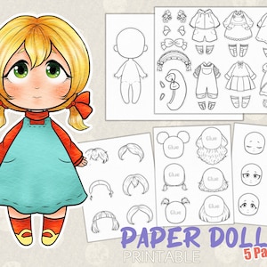 Chibi Paper Dolls to Color, Paper Dolls Printable Coloring, Paper Dolls Patterns, Paper Dolls PDF, Paper Dolls Prints, Paper Dolls Template