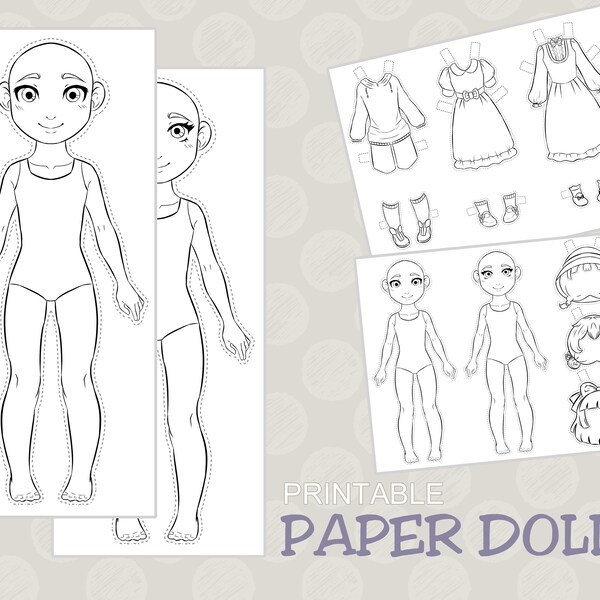 Paper Dolls to Color, Paper Dolls Printable Coloring, Paper Dolls Patterns, Paper Dolls PDF, Paper Dolls Prints, Paper Dolls Template