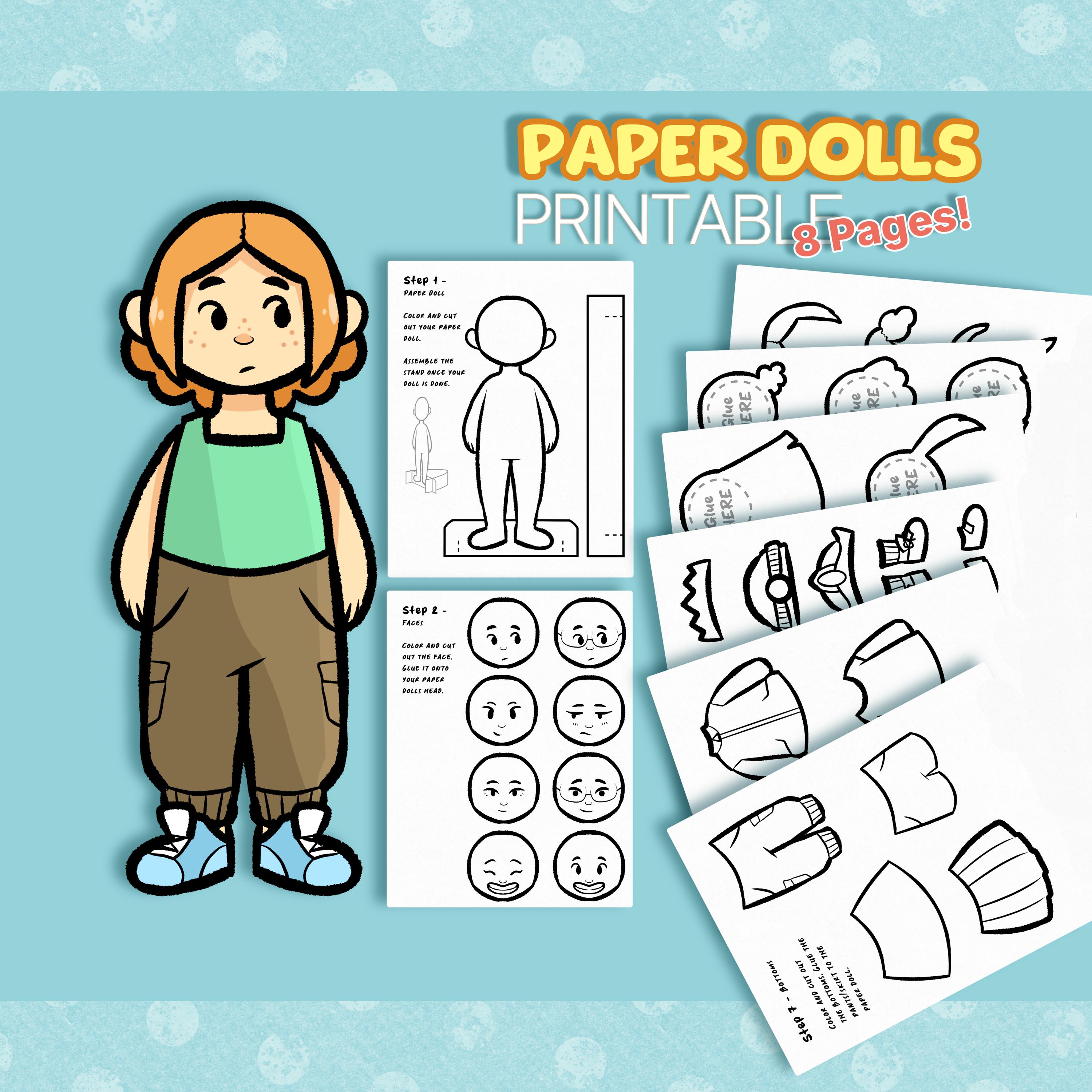 Printable Paper Dolls to Color | Kids Craft Activity (digital Download ...