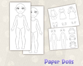 Paper Dolls to Color, Paper Dolls Printable Coloring, Paper Dolls Patterns, Paper Dolls PDF, Paper Dolls Prints, Paper Dolls Template