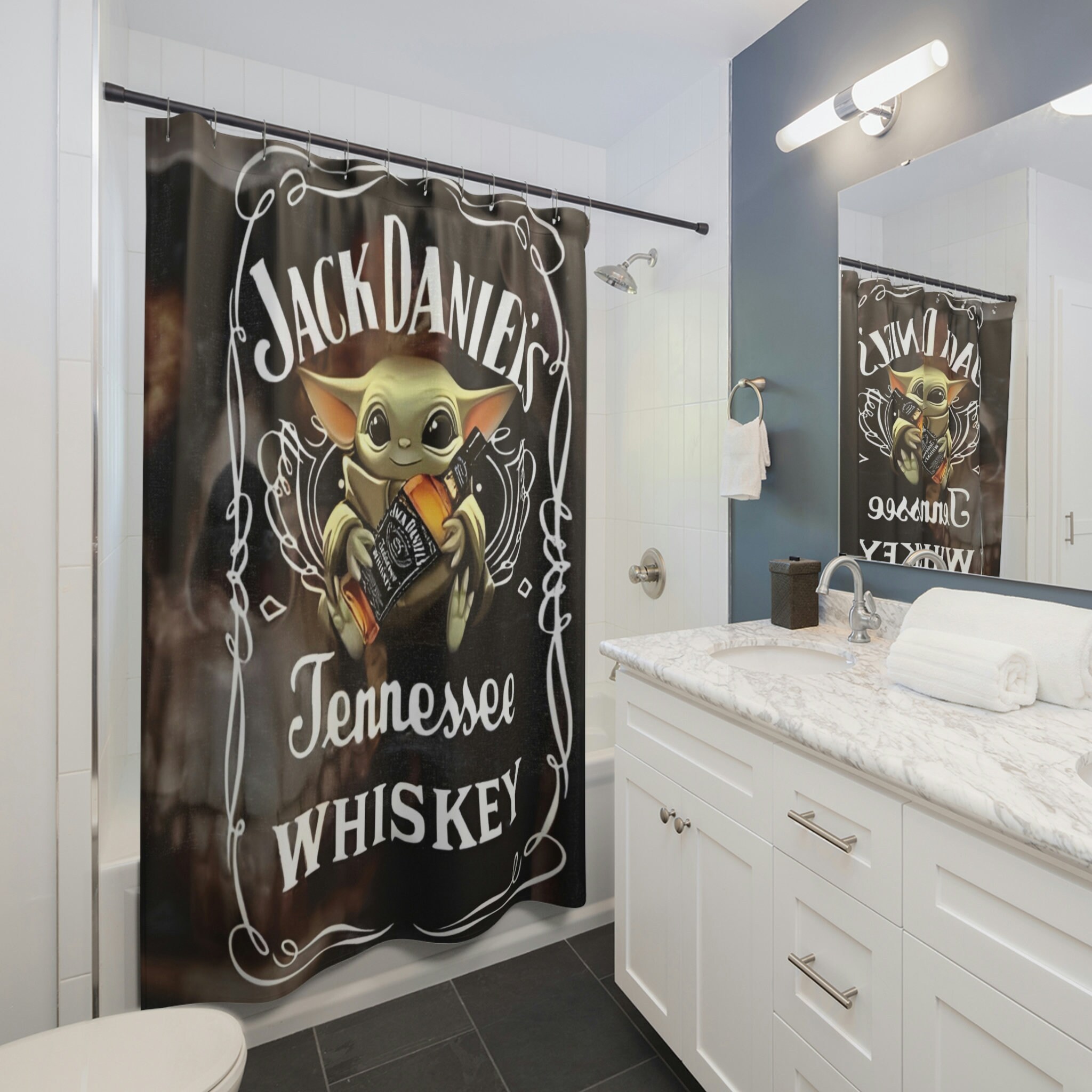 Jack Daniel's Baby Yoda Shower Curtain Custom Shower Etsy Australia