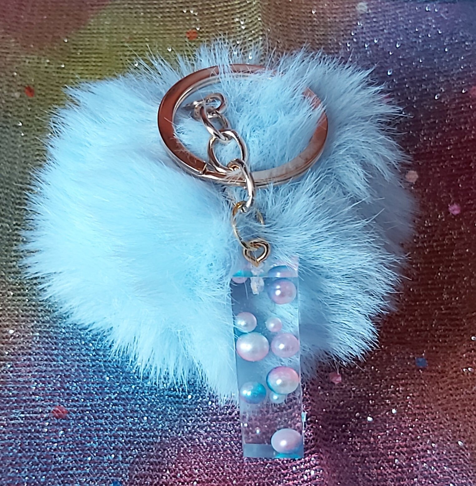 Resin keyrings with pompom Etsy