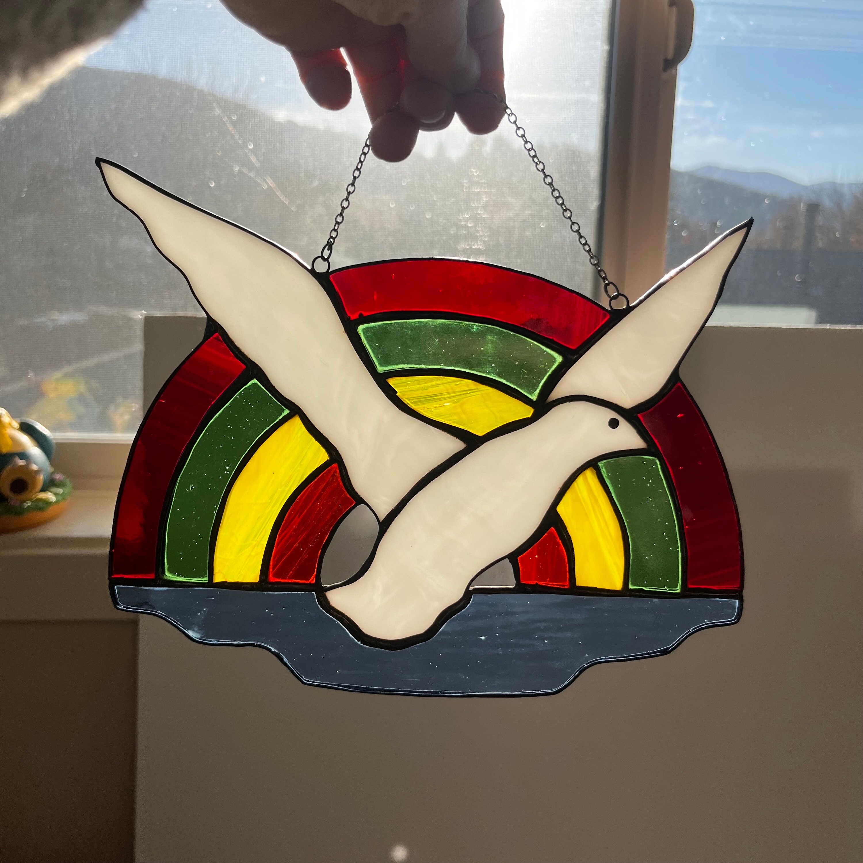 Vintage Genuine Stained Glass Peace Dove Suncatcher - Etsy