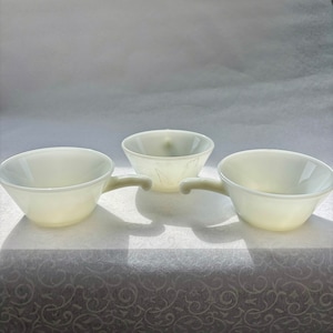 Vintage Anchor Hocking Fire King Milchglas Griff Chili / Suppe / Müslischale Made in USA - Einzeln oder 3er-Set