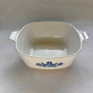 Vintage Corning Ware Blue Cornflower Rounded Square Casserole Dish - Model B-36