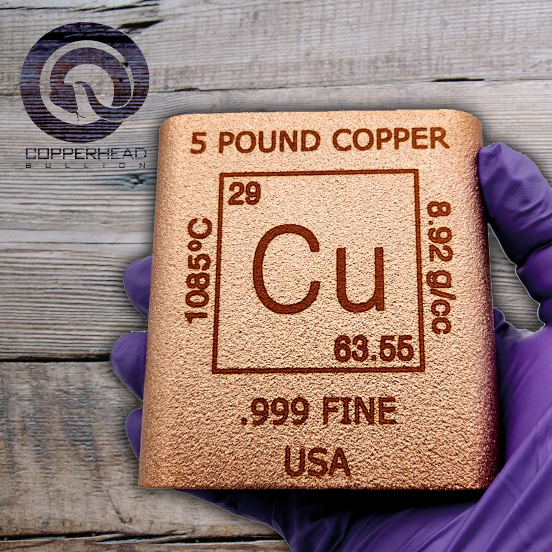 Five Pound Solid Copper Bullion Bar Elemental Design 5 Lbs Etsy