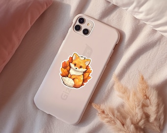 Fennec Fox Pup Sticker, Autumn Animal Decal, Waterproof Vinyl Laptop Sticker