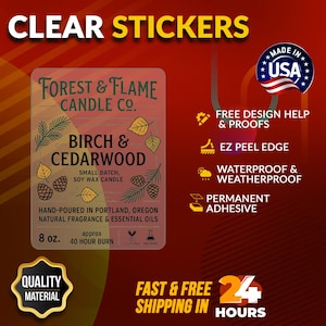 Custom Clear Logo Stickers | Waterproof Die Cut Packaging Decals (Free Design Help)