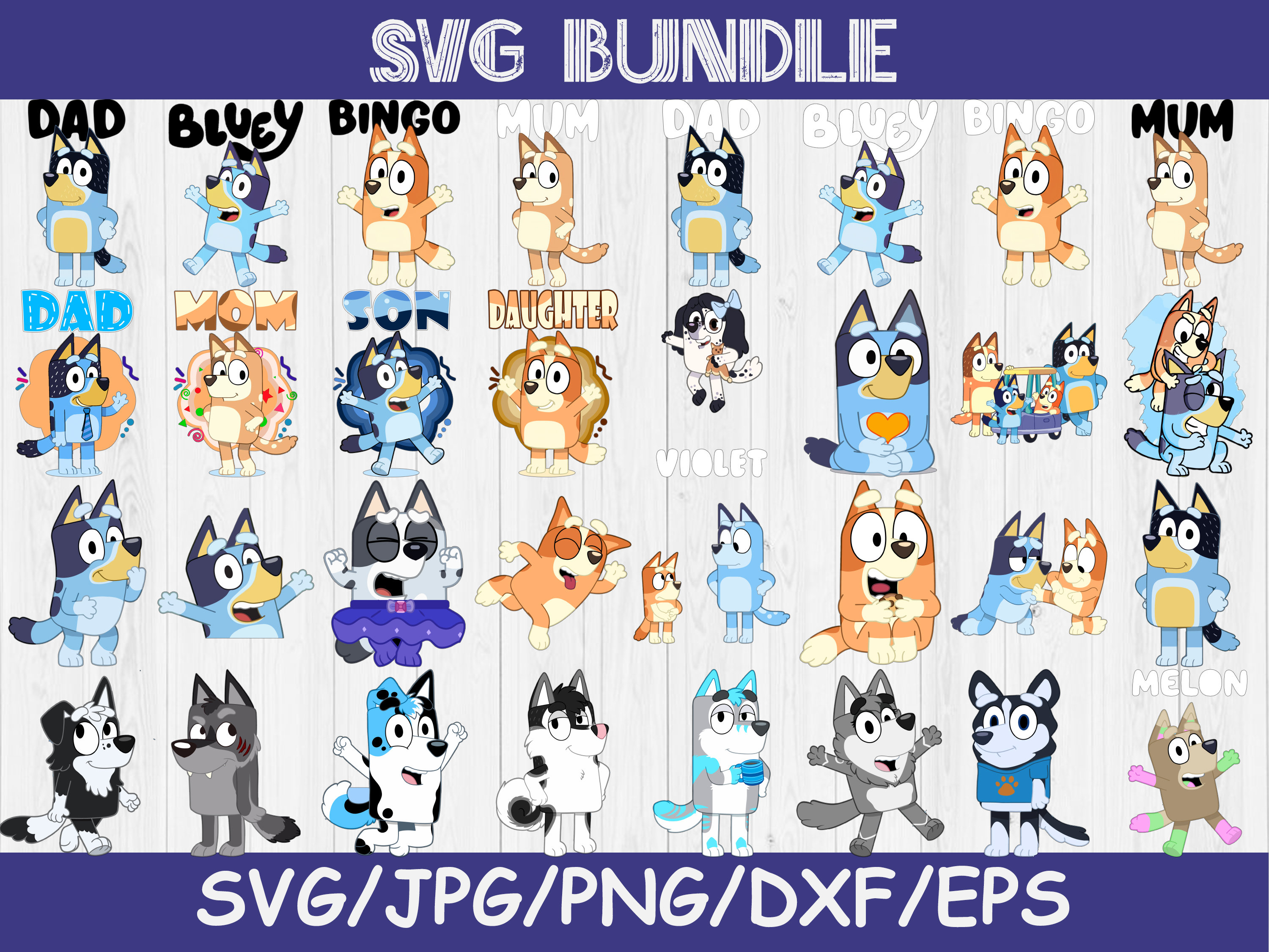 Bluey Bingo Svg, Bluey Svg, Bluey, Blue, Blue Dog, Bluey Characters, Bluey  Dog, Buey Svg, Bluey Family Svg, BC50