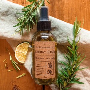 Organic Herb-Infused Energy + Motivation Pillow Mist + Aura Spritz | Energy Elixir
