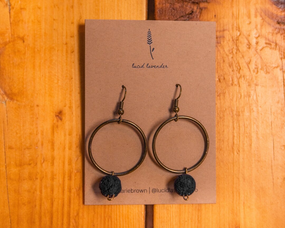 Aromatherapy Earring Bronze Hoop Earring Lava Rock Earring Sorcerress