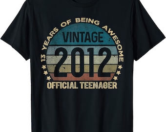 Camiseta oficial de 13.º cumpleaños para adolescentes, vintage 2012