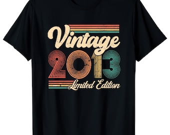 Camiseta vintage de 2013 para niños y niñas, regalo de 13.º cumpleaños, 2025