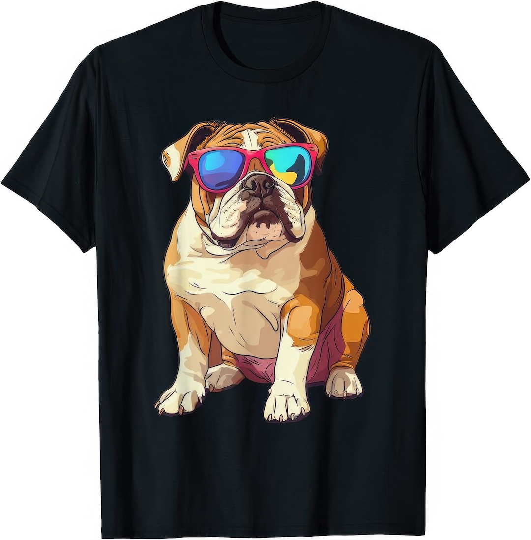 イングランド ブルドッグ Tシャツ MEDIUM サングラスをかけたイングリッシュブルドッグのTシャツ - Etsy 日本