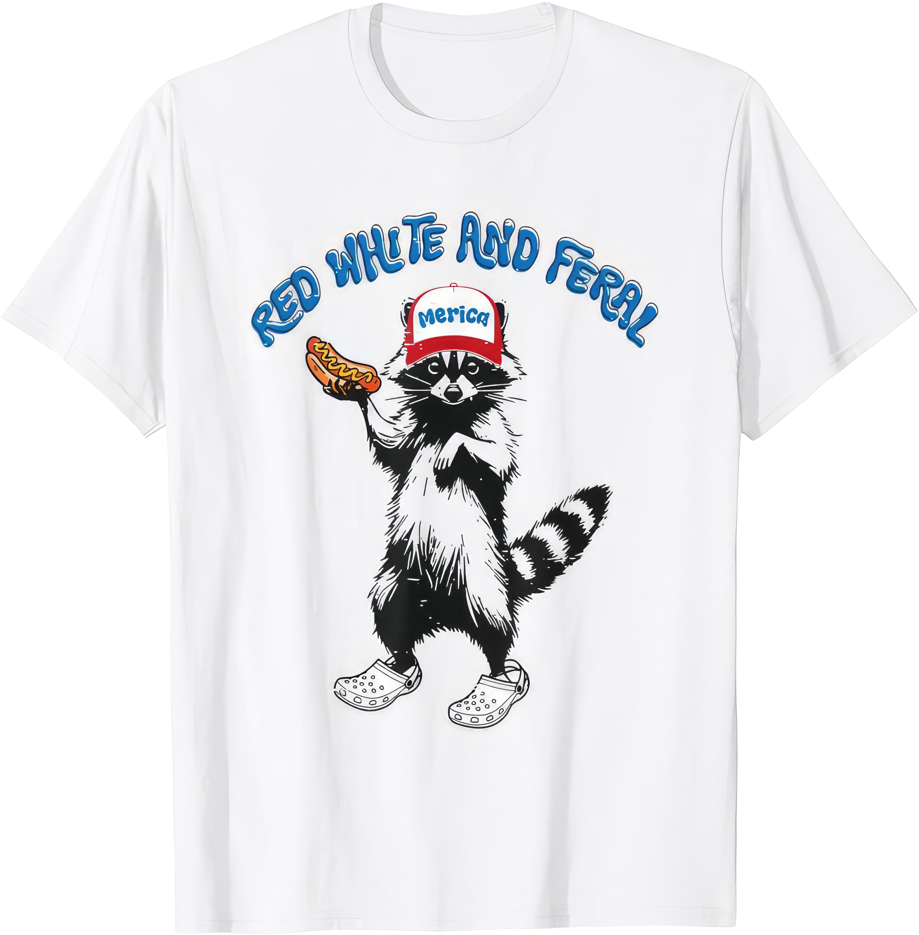 Red White & Feral America Raccoon Hotdog T Shirt - Etsy