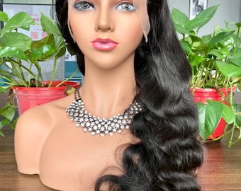 Peruca 100% de cabelo humano virgem brasileira onda corporal peruca longa encaracolada com cabelos de bebê