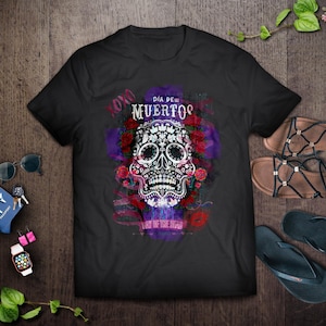 Dia de Los Muertos Unisex Tee, Day of the Dead Shirt, Mexican Celebration Top, Festive Skeleton Costume, Sugar Skull Party Outfit