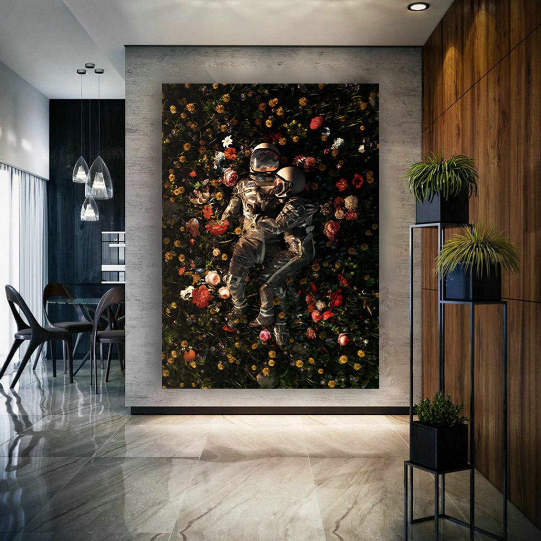Nasa Astronaut Couple Canvas Wall Art, Nasa Astronaut Love in Space ...