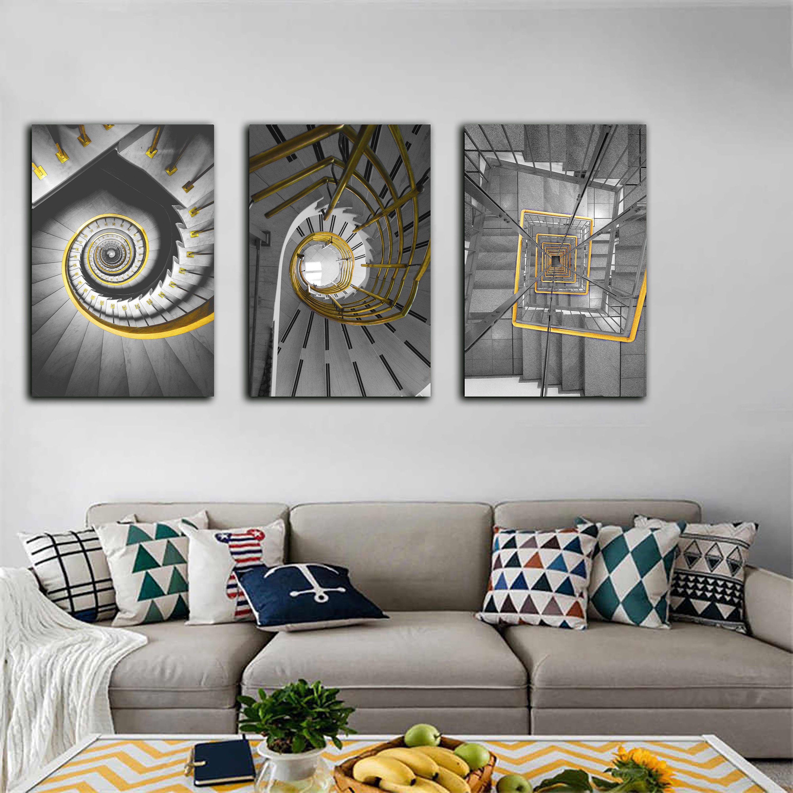 Stairs Abstract Canvas Painting Set 3pcs .wall Decoration.sim Etsy UK