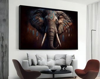 Abstract Elephant Canvas Print, Modern Wall Art, Home Decor, Unique Gift for Elephant Lovers