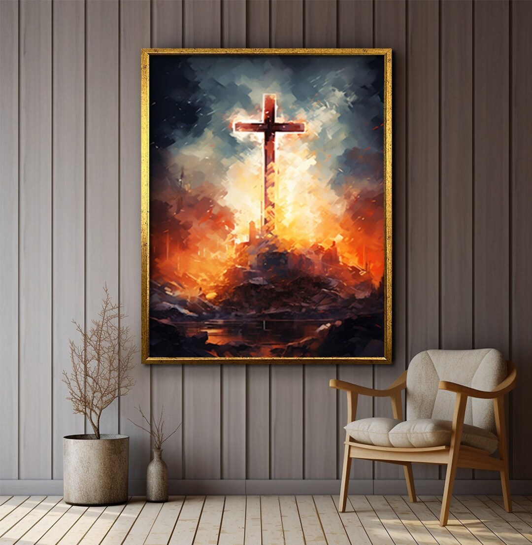 Jesus Wall Hanging, Jesus Cross Canvas, Cross , Jesus, Canvas Painting ...