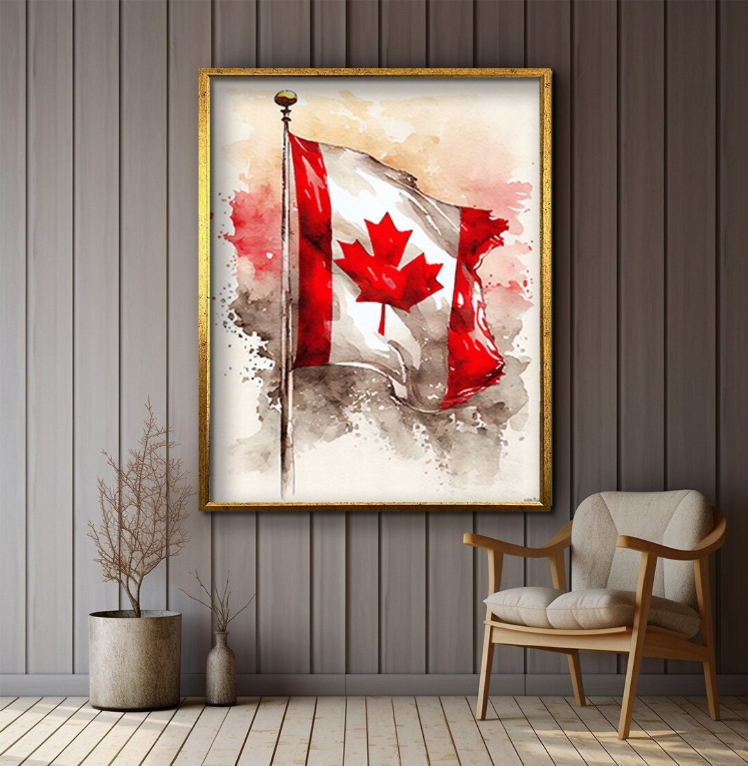 Canadian Canvas Canadian Flag Painting Flag Wall Art Canada Etsy Canada