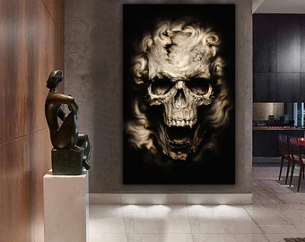 Skull Print on Canvas,skull canvas painting ,skull art,halloween decorations ,halloween wall art ,personalized gifts,halloween