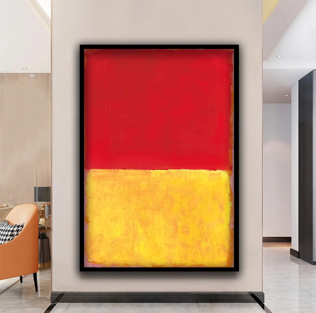 Mark Rothko Red and Yellow Canvas Painting, Mark Rothko Wall Art, Mark