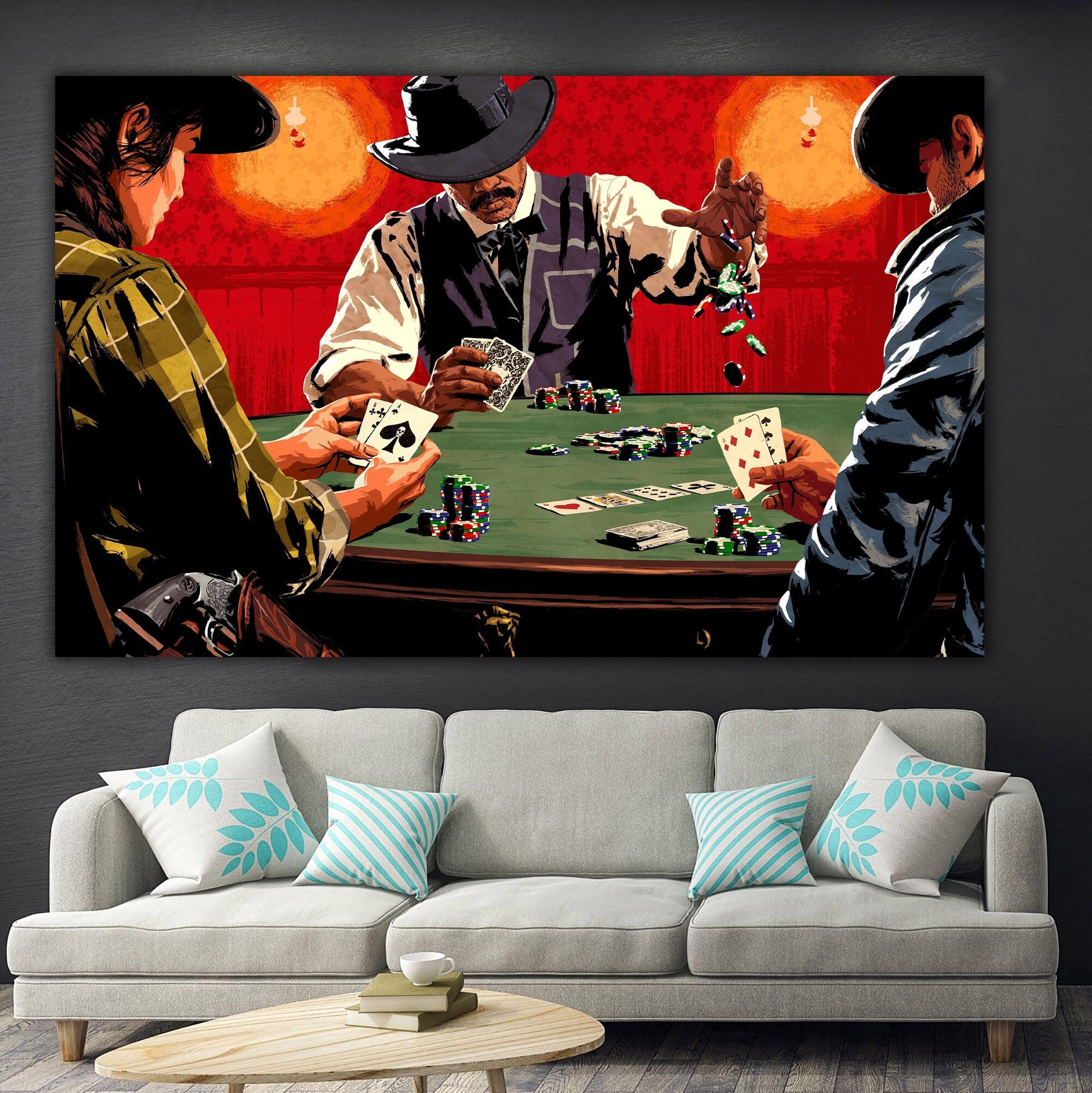 Poker Night Showdown: Feline Edition - Canvas – artAIstry