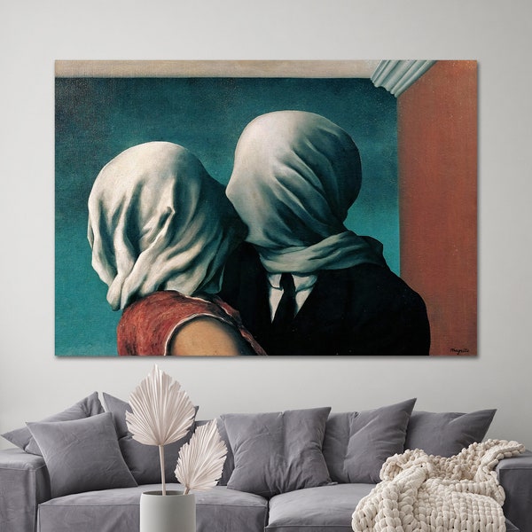 Rene Magritte Leinwand Poster, Die Liebenden Leinwand, Rene Magritte the lovers Canvas, Rene Magritte Wandkunst