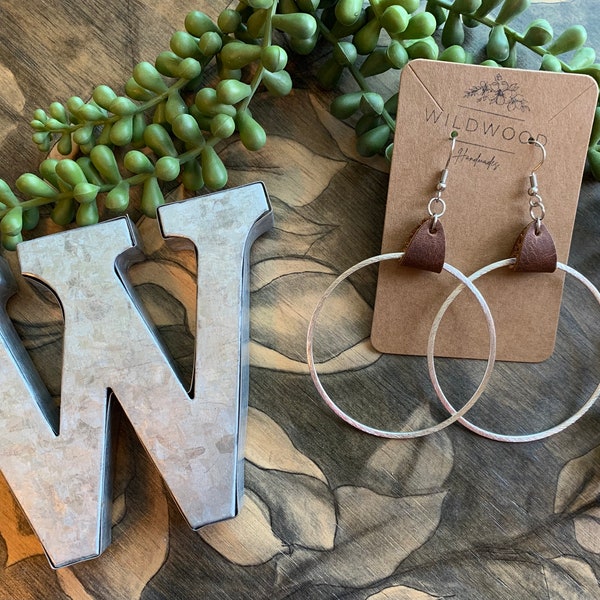 Metal Hoop Earrings | Leather and Metal Earrings | Genuine Leather Earrings | Hoop & Loop Earrings | Lightweight | Hypoallergenic