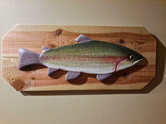 Réplique Truite Arc-en-ciel Peinte à La Main – Décor Mural Poisson, Chambre Ou Salon
