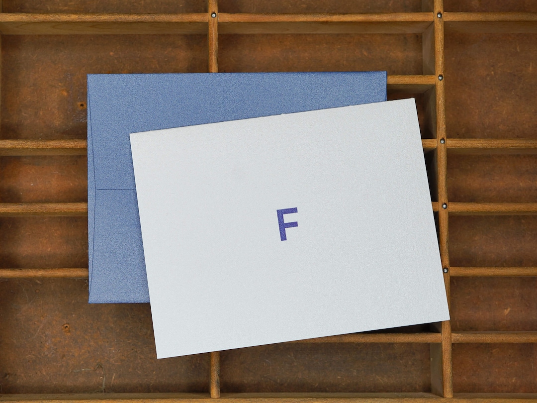 Navy Blue Monogram Letterpress Folded Notecard Set || Boxed Set of 6 ...