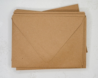 A7 Kraft Brown Envelopes: Euro Flap, DIY Wedding Invitations (Set of 5)
