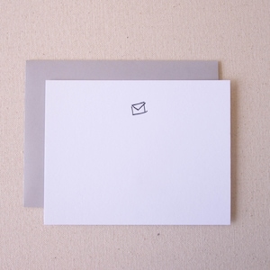 Envelope Letterpress Flat Notecard Set || Simple envelope notecards with coordinating envelope || Set of 6 flat notecards