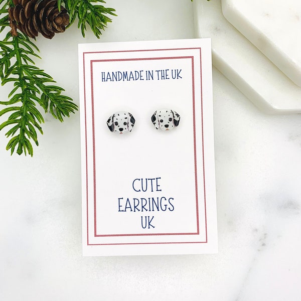 Dalmatian Dog Earrings, Dalmatian, Dog Earrings, Fun Earrings, Cute Earrings, Hypoallergenic Earrings, Gift Jewellery, Dog Stud Earrings.