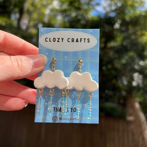 Raindrop Cloud Earrings | Handmade polymer clay earrings