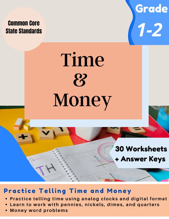 Time and Money Math Worksheets for 1st and 2nd Grade With - Etsy