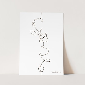 PARIS & HELEN Minimal Line Drawing  Greek Mythology Artwork